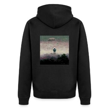 Lonely Voyager 044 - Unisex Premium Bio Zip Hoodie - Schwarz - Hinten - Nico (187cm)