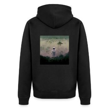 Lonely Voyager 056 - Unisex Premium Bio Zip Hoodie - Schwarz - Hinten - Nico (187cm)