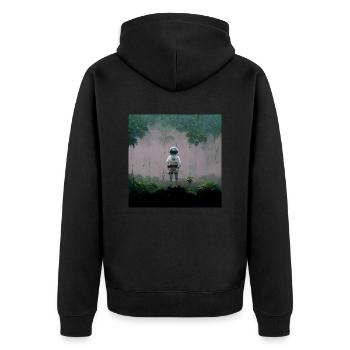 Lonely Voyager 079 - Unisex Premium Bio Zip Hoodie - Schwarz - Hinten - Nico (187cm)