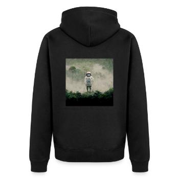Lonely Voyager 043 - Unisex Premium Bio Zip Hoodie - Schwarz - Hinten - Nico (187cm)