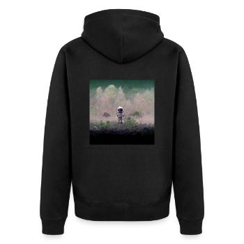 Lonely Voyager 048 - Unisex Premium Bio Zip Hoodie - Schwarz - Hinten - Nico (187cm)