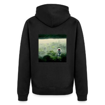 Lonely Voyager 046 - Unisex Premium Bio Zip Hoodie - Schwarz - Hinten - Nico (187cm)