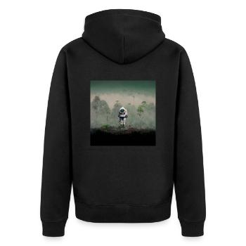 Lonely Voyager 053 - Unisex Premium Bio Zip Hoodie - Schwarz - Hinten - Nico (187cm)