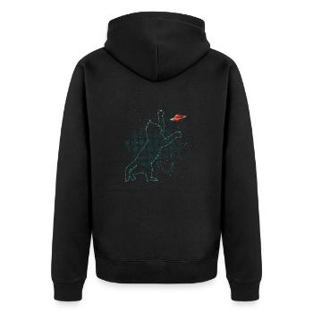 Konstellation der Katze - Unisex Premium Bio Zip Hoodie - Schwarz - Hinten - Nico (187cm)