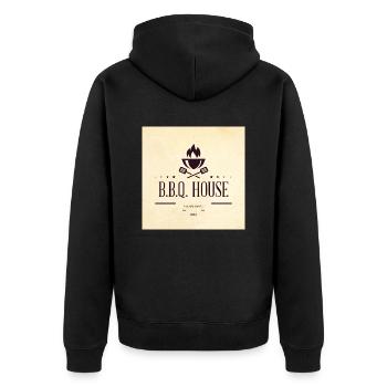 Grillen bbq - Unisex Premium Bio Zip Hoodie - Schwarz - Hinten - Nico (187cm)