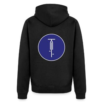Panneau de signalisation avec silhouette de vélo - Veste à capuche bio Premium Unisexe - noir - Dos - Nico (187cm)