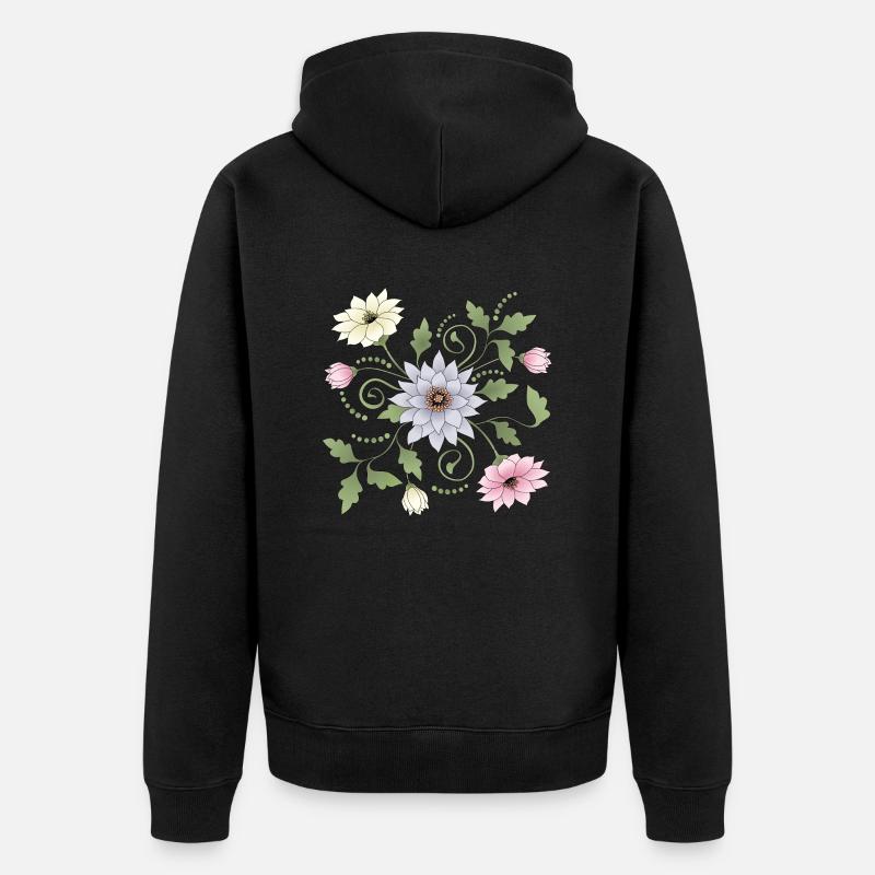 Blumen - Unisex Premium Bio Zip Hoodie - Schwarz