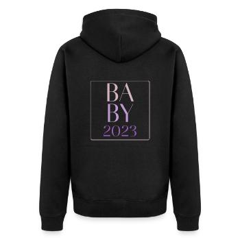 Baby 2023 Mädchen - Unisex Premium Bio Zip Hoodie - Schwarz - Hinten - Nico (187cm)