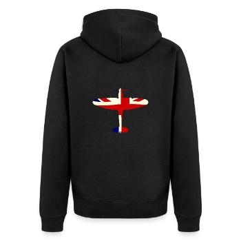 World War 2 Fighter Union Jack Silhouette - Unisex Premium Bio Zip Hoodie - Schwarz - Hinten - Nico (187cm)