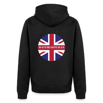 Waterlooville - Unisex Premium Bio Zip Hoodie - Schwarz - Hinten - Nico (187cm)
