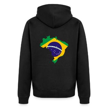 Brazil - Unisex Premium Organic Zip Hoodie - black - Back - Nico (187cm)
