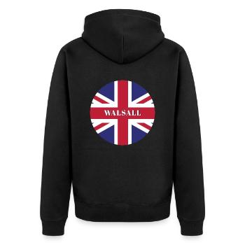 Walsall Deutschland - Unisex Premium Bio Zip Hoodie - Schwarz - Hinten - Nico (187cm)