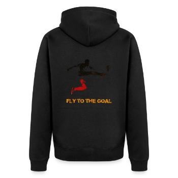 Fußball Fußball - Unisex Premium Bio Zip Hoodie - Schwarz - Hinten - Nico (187cm)