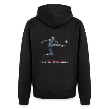 Fußball Fußball - Unisex Premium Bio Zip Hoodie - Schwarz - Hinten - Nico (187cm)