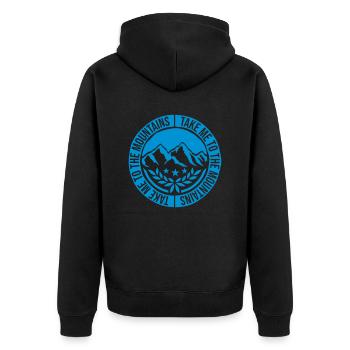 To the mountains quote - Unisex Premium Organic Zip Hoodie - black - Back - Nico (187cm)