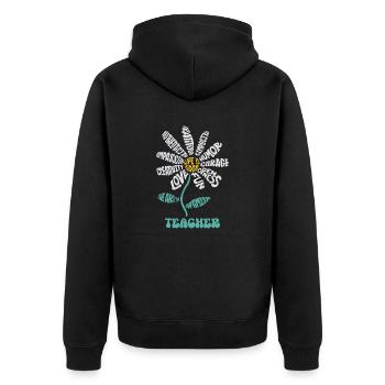 Life Is Good The Art Of Optimism Teacher - Unisex Premium Bio Zip Hoodie - Schwarz - Hinten - Nico (187cm)