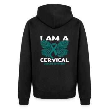 I am a Cervical Cancer Survivor - Unisex Premium Organic Zip Hoodie - black - Back - Nico (187cm)