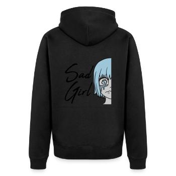 Visage de sad girl en pleurs - Veste à capuche bio Premium Unisexe - noir - Dos - Nico (187cm)