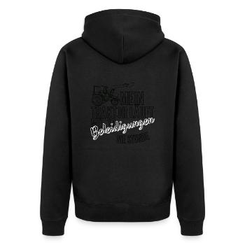 Mein Traktor läuft mit 10 Beleidigungen die Stunde - Unisex Premium Bio Zip Hoodie - Schwarz - Hinten - Nico (187cm)