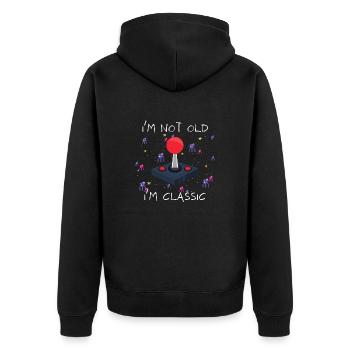 I'm not old, i'm classic video game - Unisex Premium Organic Zip Hoodie - black - Back - Nico (187cm)