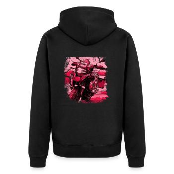 Motorrad GS black rot - Unisex Premium Bio Zip Hoodie - Schwarz - Hinten - Nico (187cm)