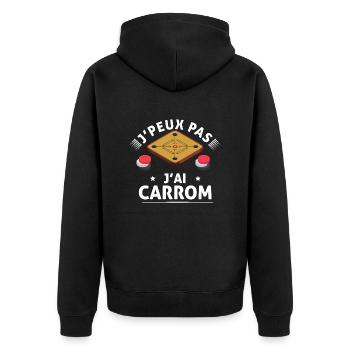 je peux pas j'ai carrom Idées cadeaux carrom - Veste à capuche bio Premium Unisexe - noir - Dos - Nico (187cm)