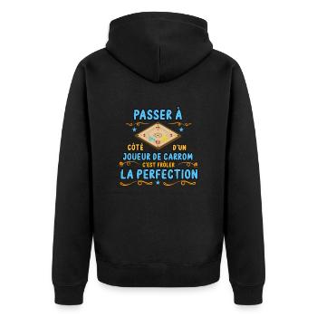 passer à coté d'un joueur de carrom drôles cadeau - Veste à capuche bio Premium Unisexe - noir - Dos - Nico (187cm)