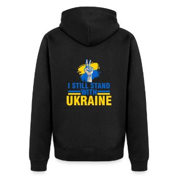je suis encore soutiens Ukraine - Veste à capuche bio Premium Unisexe - noir - Dos - Nico (187cm)
