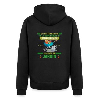 Jardinier jardinage idée cadeau jardin humour - Veste à capuche bio Premium Unisexe - noir - Dos - Nico (187cm)