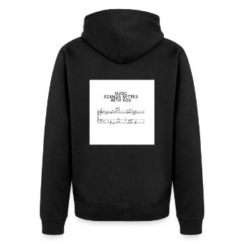 Music - Unisex Premium Bio Zip Hoodie - Schwarz - Hinten - Nico (187cm)