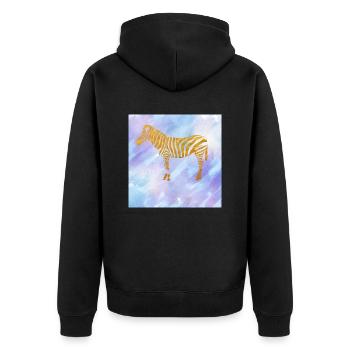 Zebra - Unisex Premium Bio Zip Hoodie - Schwarz - Hinten - Nico (187cm)