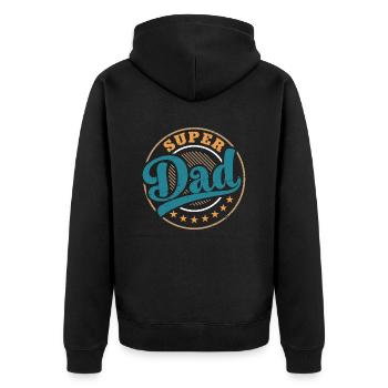 Papa super dad Vatertag - Unisex Premium Bio Zip Hoodie - Schwarz - Hinten - Nico (187cm)