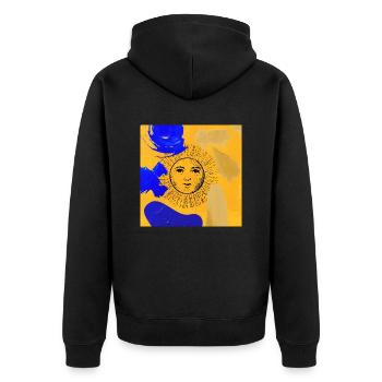 Sun - Unisex Premium Bio Zip Hoodie - Schwarz - Hinten - Nico (187cm)
