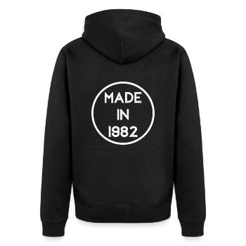 MADE IN 1982 - CERCLE - ANNIVERSAIRE 40 ANS - Veste à capuche bio Premium Unisexe - noir - Dos - Nico (187cm)