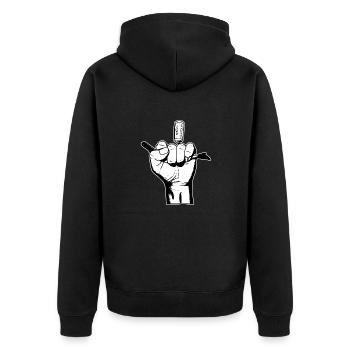 The Bad Boy in Black and White - Unisex Premium Organic Zip Hoodie - black - Back - Nico (187cm)