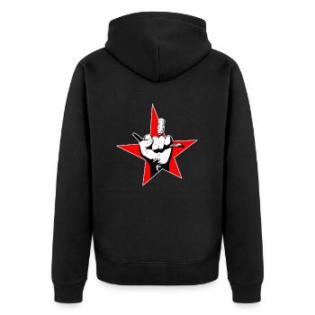 Bad boy warrior - Unisex Premium Organic Zip Hoodie - black - Back - Nico (187cm)