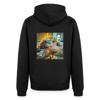 A walk through the robot mind: Goop Monster - Unisex Premium Bio Zip Hoodie - Schwarz - Hinten - Nico (187cm)