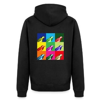Bachstelze Profil Popart Kunst - Unisex Premium Bio Zip Hoodie - Schwarz - Hinten - Nico (187cm)
