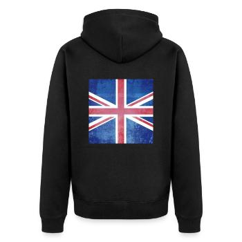 Grunge Union Jack British Flag - Unisex Premium Organic Zip Hoodie - black - Back - Nico (187cm)