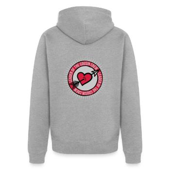 Leader Cousin Crew Team - Unisex Premium Bio Zip Hoodie - Grau meliert - Hinten - Nico (187cm)