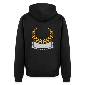 Banner Lorbeerkranz Sterne Leer - Unisex Premium Bio Zip Hoodie - Schwarz - Hinten - Nico (187cm)