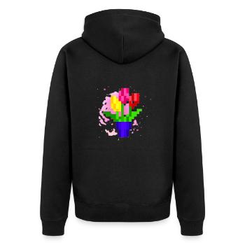 Polish 20220801 175010854 - Unisex Premium Bio Zip Hoodie - Schwarz - Hinten - Nico (187cm)