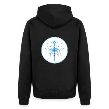 Mystique Collection ~ light blue ~ n°4 - Unisex Premium Organic Zip Hoodie - black - Back - Nico (187cm)