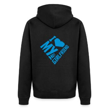 J’aime ma petite amie - Veste à capuche bio Premium Unisexe - noir - Dos - Nico (187cm)
