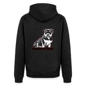 American Bully Pocket - Unisex Premium Bio Zip Hoodie - Schwarz - Hinten - Nico (187cm)