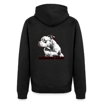 American Bully Pocket - Unisex Premium Organic Zip Hoodie - black - Back - Nico (187cm)