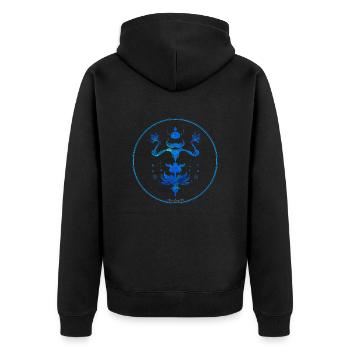 Mystique Collection ~ light blue ~ n°5 - Unisex Premium Organic Zip Hoodie - black - Back - Nico (187cm)