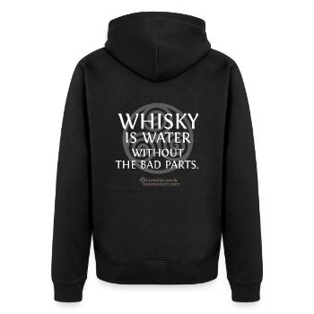 whisky is water - Unisex Premium Bio Zip Hoodie - Schwarz - Hinten - Nico (187cm)