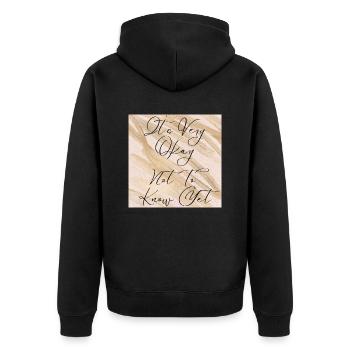 Es ist sehr in Ordnung, dass wir noch zitieren - Unisex Premium Bio Zip Hoodie - Schwarz - Hinten - Nico (187cm)