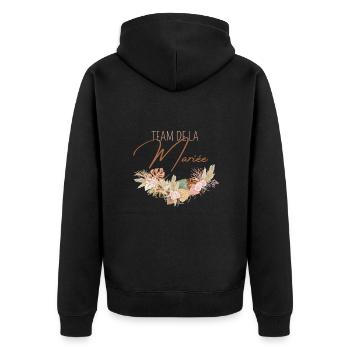 team de la Mariée evjf t-shirt assorti floral - Veste à capuche bio Premium Unisexe - noir - Dos - Nico (187cm)